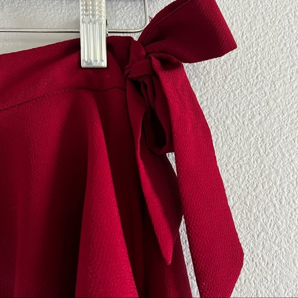 EXPRESS high low folded ruffled wrap skirt in Maroon -  Size: 0 - Picture 4 of 9